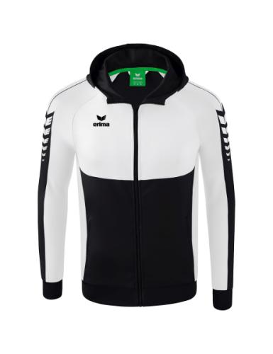 Erima Six Wings Trainingsjacke mit Kapuze - schwarz/weiß (Grösse: XL) von Erima