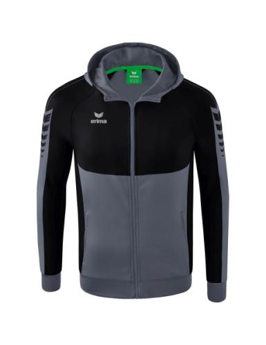 Erima Six Wings Trainingsjacke mit Kapuze - slate grey/schwarz (Grösse: S) von Erima