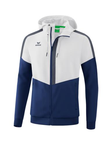 Erima Squad Tracktop Jacke mit Kapuze - weiß/new navy/slate grey (Grösse: S) von Erima