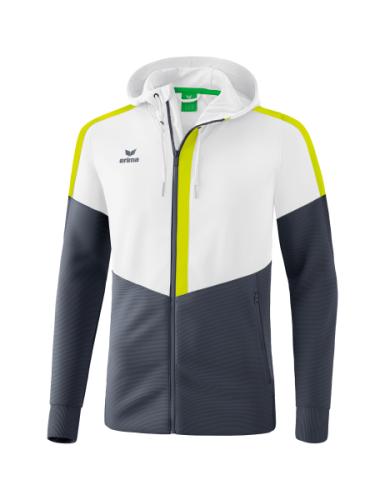 Erima Squad Trainingsjacke mit Kapuze - weiß/slate grey/bio lime (Grösse: L) von Erima