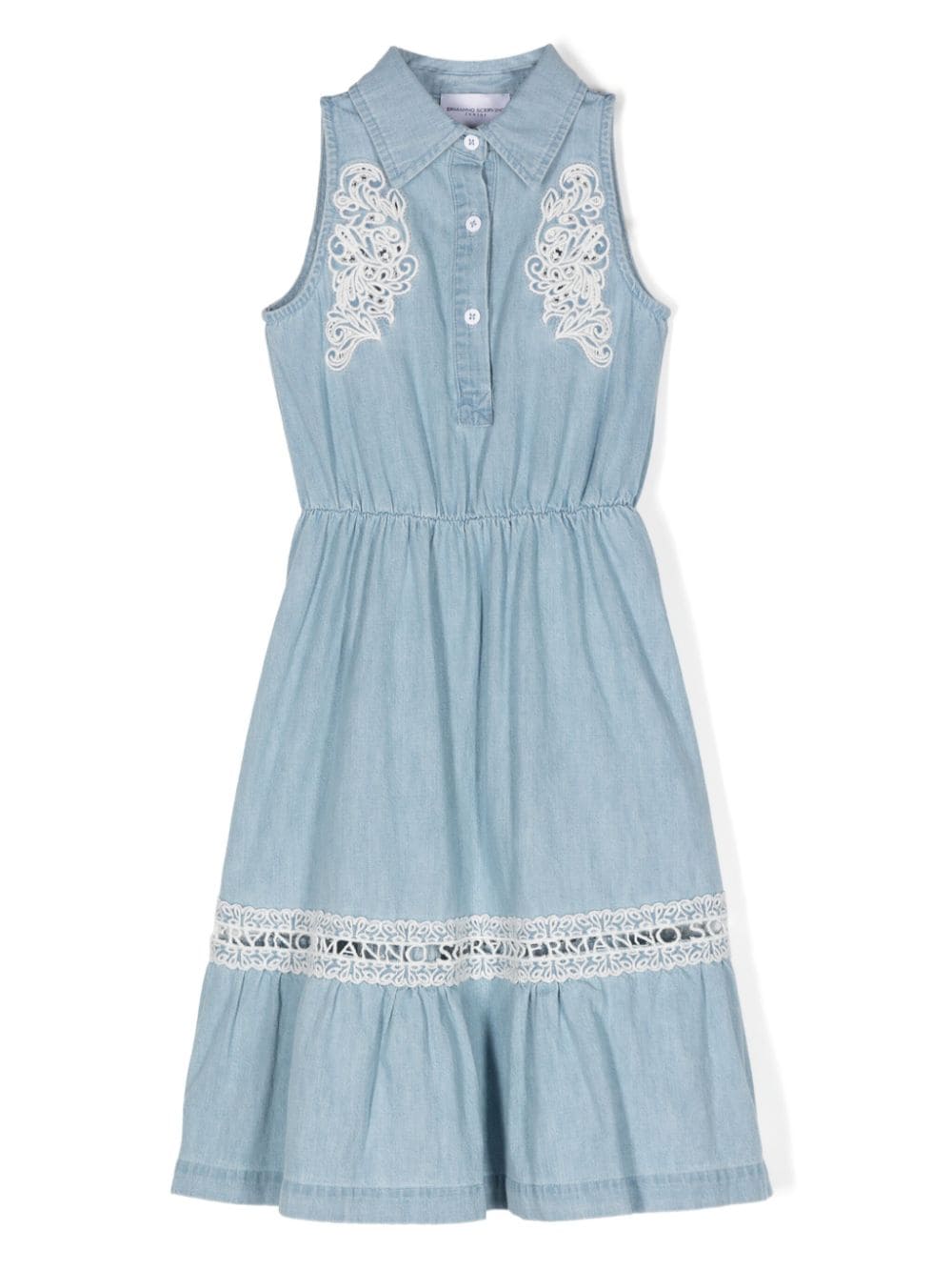 Ermanno Scervino Junior broderie-anglaise denim dress - Blue von Ermanno Scervino Junior