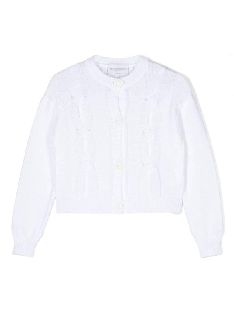 Ermanno Scervino Junior cable-knit cotton cardigan - White von Ermanno Scervino Junior