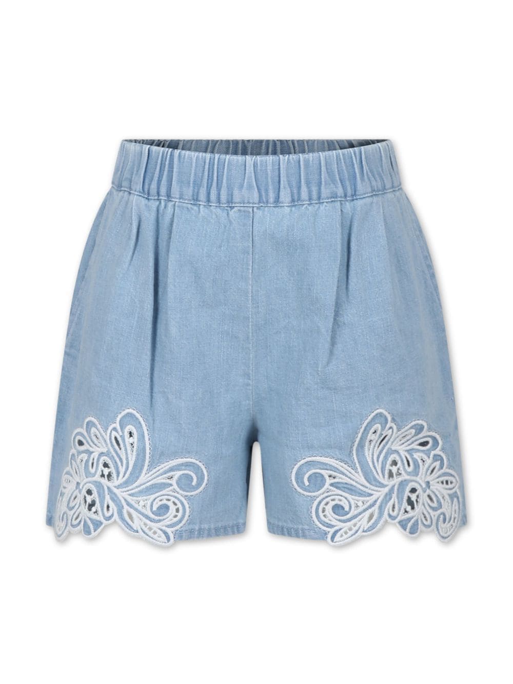 Ermanno Scervino Junior embroidered denim shorts - Blue von Ermanno Scervino Junior