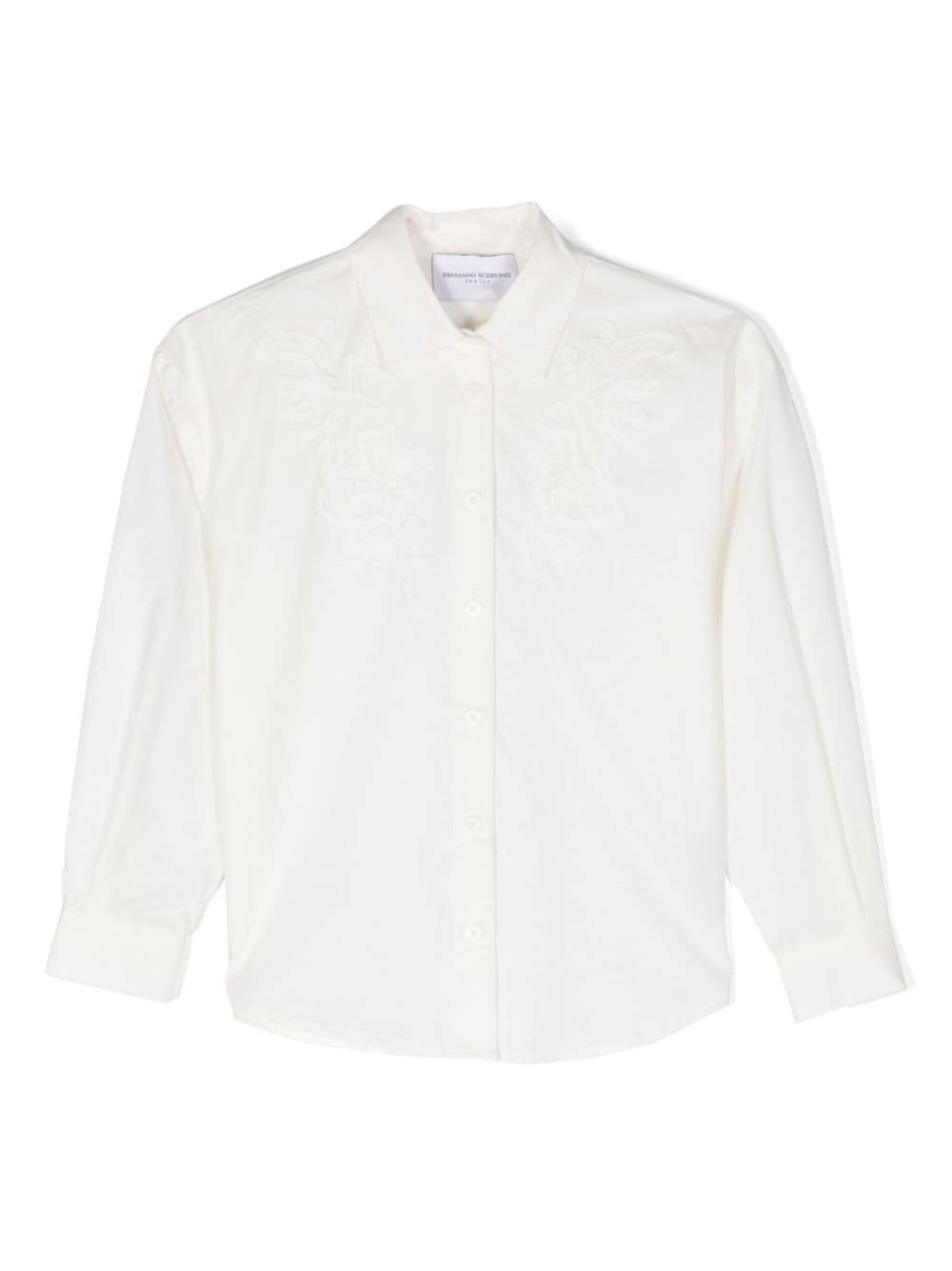 Ermanno Scervino Junior embroidered-detail tonal cotton shirt - White von Ermanno Scervino Junior