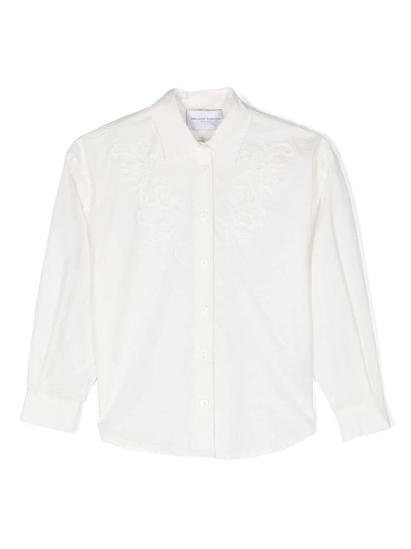 Ermanno Scervino Junior embroidered-detail tonal cotton shirt - White von Ermanno Scervino Junior