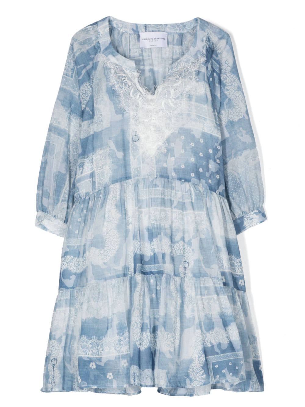 Ermanno Scervino Junior floral-print cotton-blend dress - Blue von Ermanno Scervino Junior