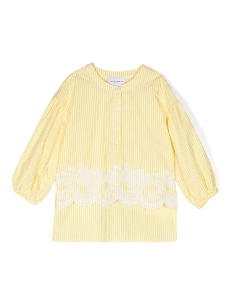 Ermanno Scervino Junior lace-detailing striped blouse - Yellow von Ermanno Scervino Junior