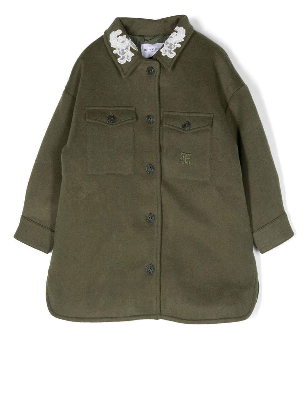 Ermanno Scervino Junior lace-embellished single-breasted coat - Green von Ermanno Scervino Junior