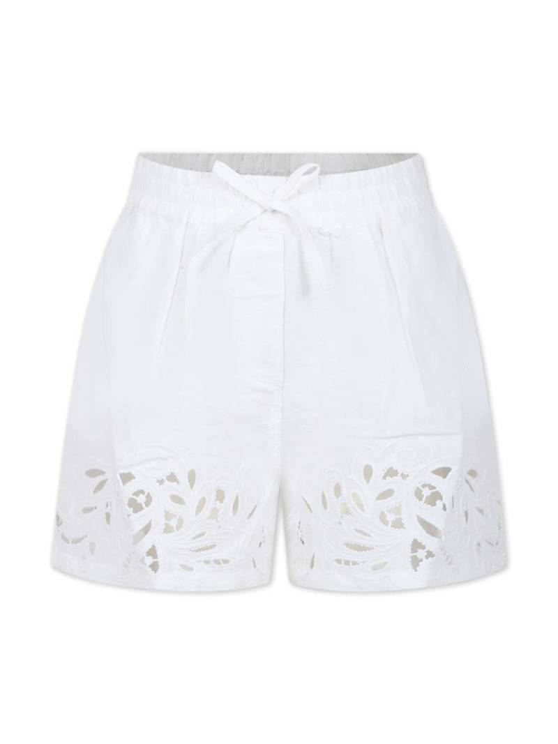 Ermanno Scervino Junior lace-panel linen-cotton shorts - Neutrals von Ermanno Scervino Junior