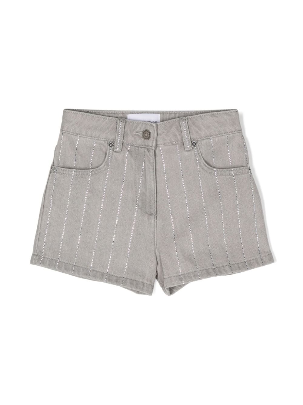 Ermanno Scervino Junior rhinestone embellished denim shorts - Grey von Ermanno Scervino Junior