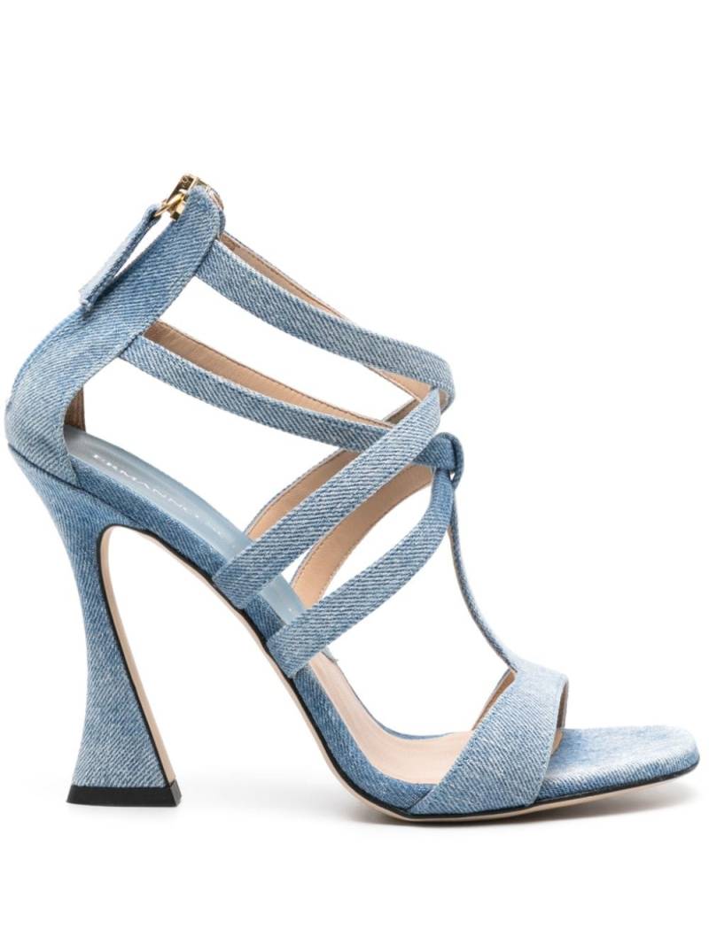 Ermanno Scervino 105mm square-toe denim sandals - Blue von Ermanno Scervino