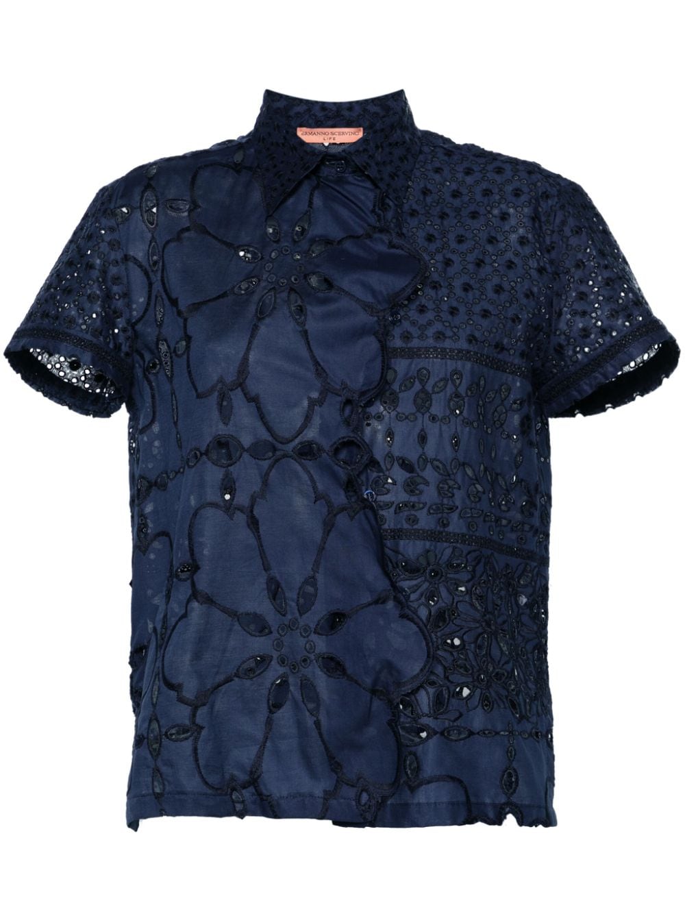 Ermanno Scervino broderie-anglaise belted blouse - Blue von Ermanno Scervino