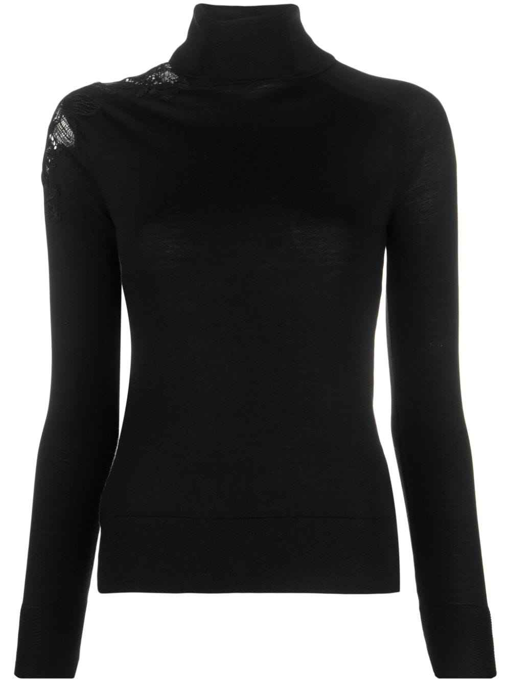 Ermanno Scervino corded lace-detail knitted jumper - Black von Ermanno Scervino