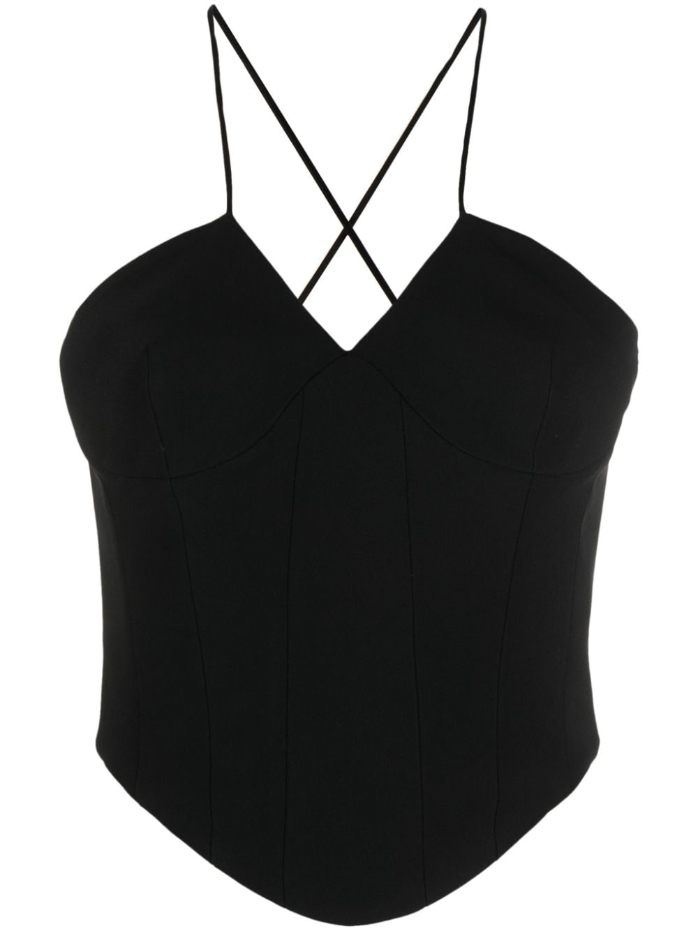 Ermanno Scervino criss-cross straps fitted silk top - Black von Ermanno Scervino