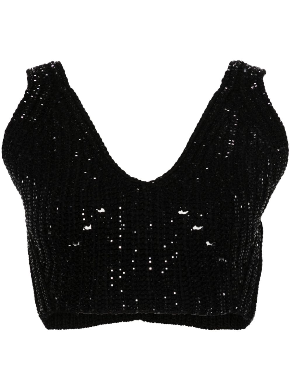 Ermanno Scervino crystal-embellished knitted top - Black von Ermanno Scervino