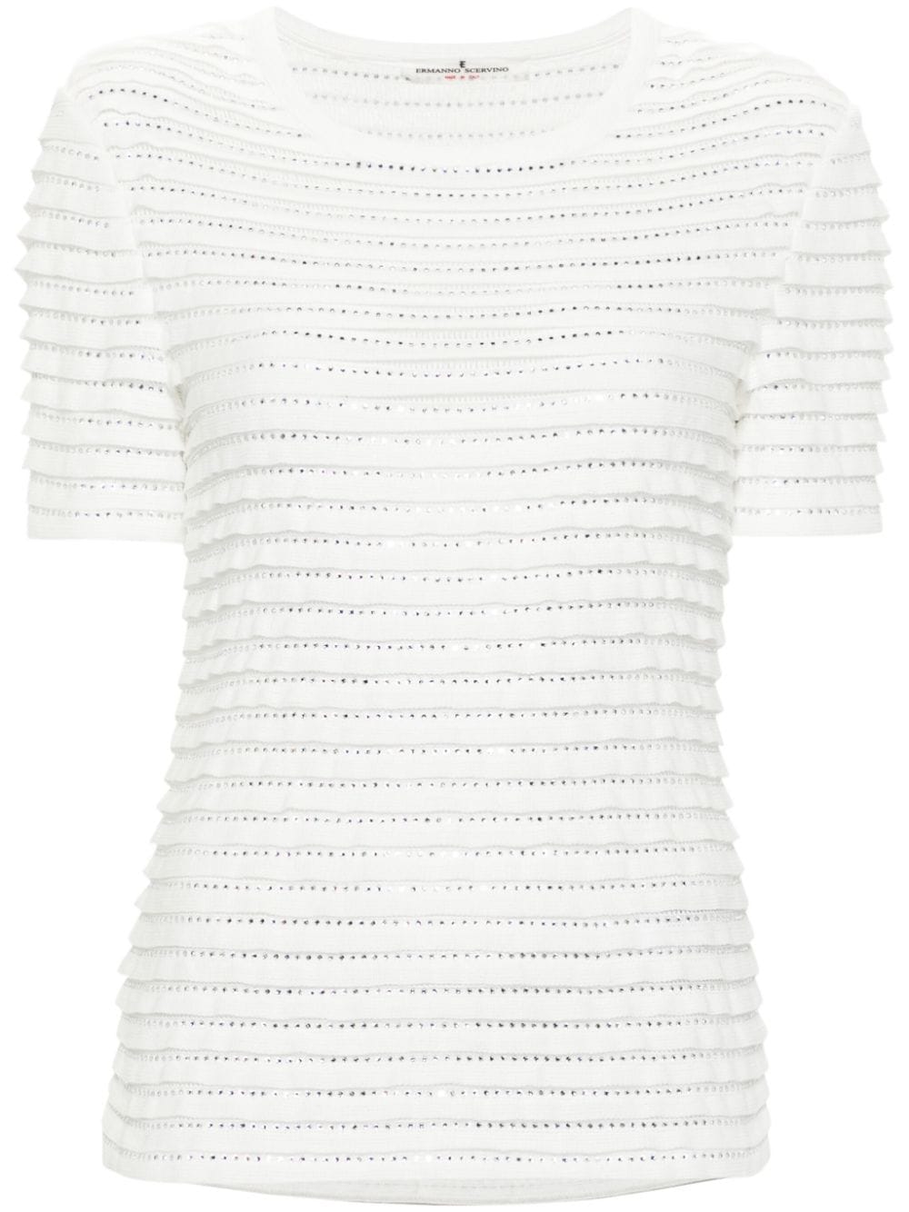 Ermanno Scervino crystal-embellished ribbed blouse - White von Ermanno Scervino