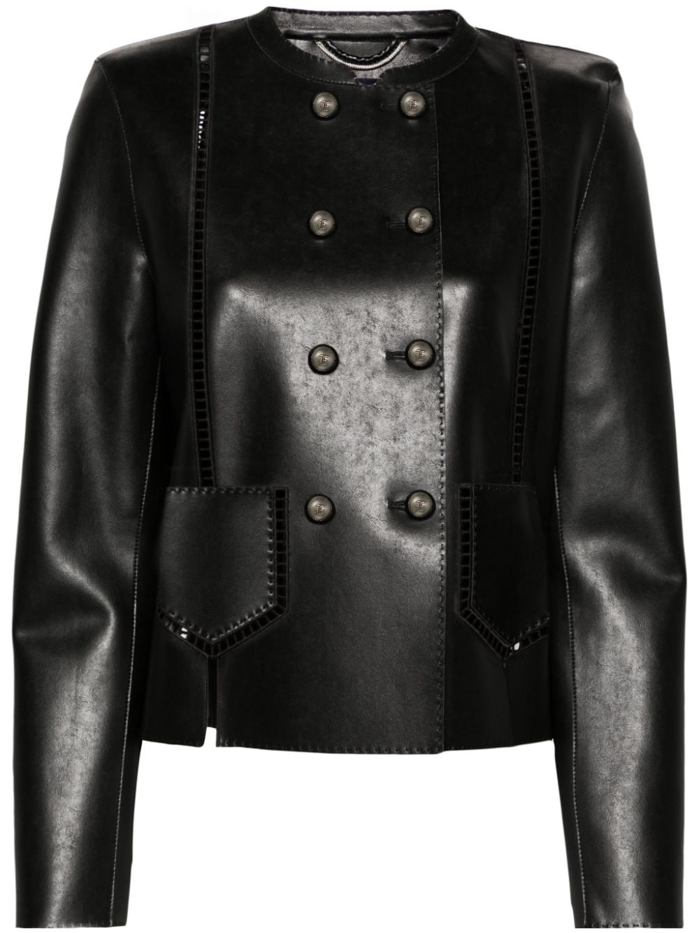 Ermanno Scervino cut-out detailing leather jacket - Black von Ermanno Scervino