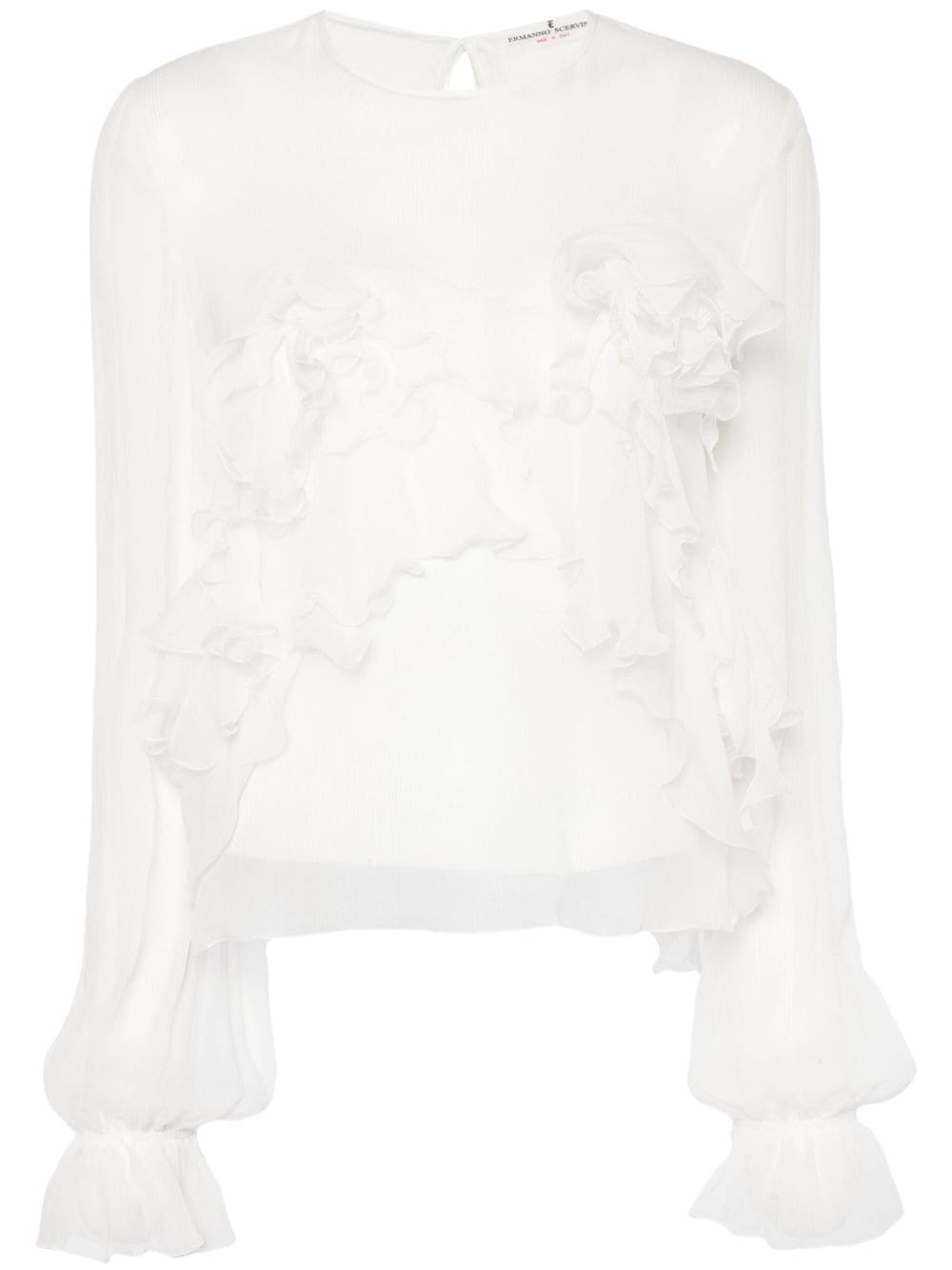 Ermanno Scervino floral-appliqué silk blouse - White von Ermanno Scervino