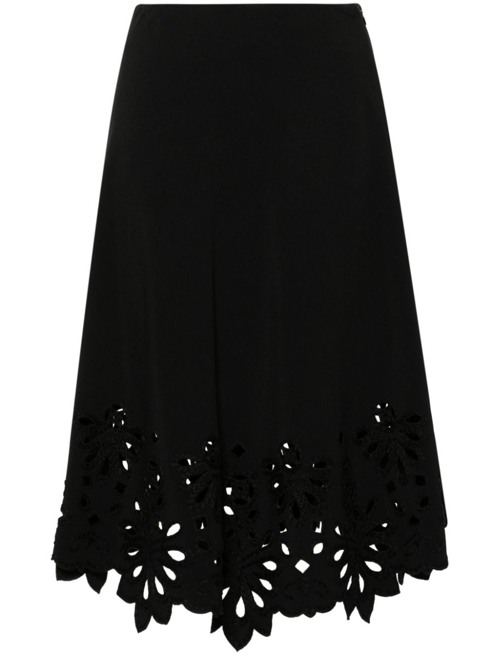 Ermanno Scervino floral-embroidered crepe midi skirt - Black von Ermanno Scervino