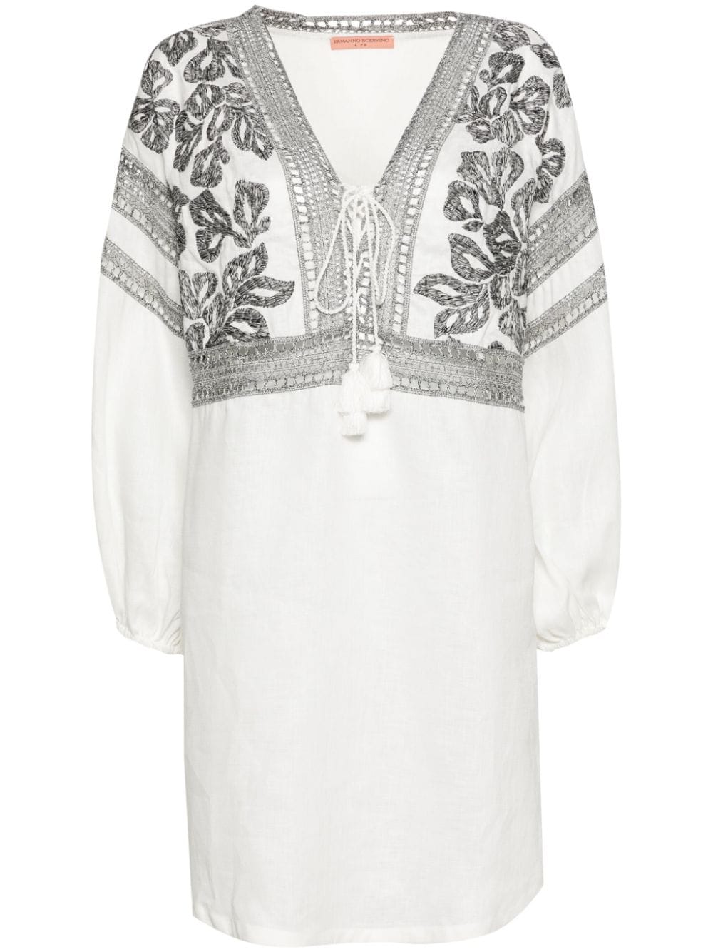 Ermanno Scervino floral-embroidered linen midi dress - White von Ermanno Scervino