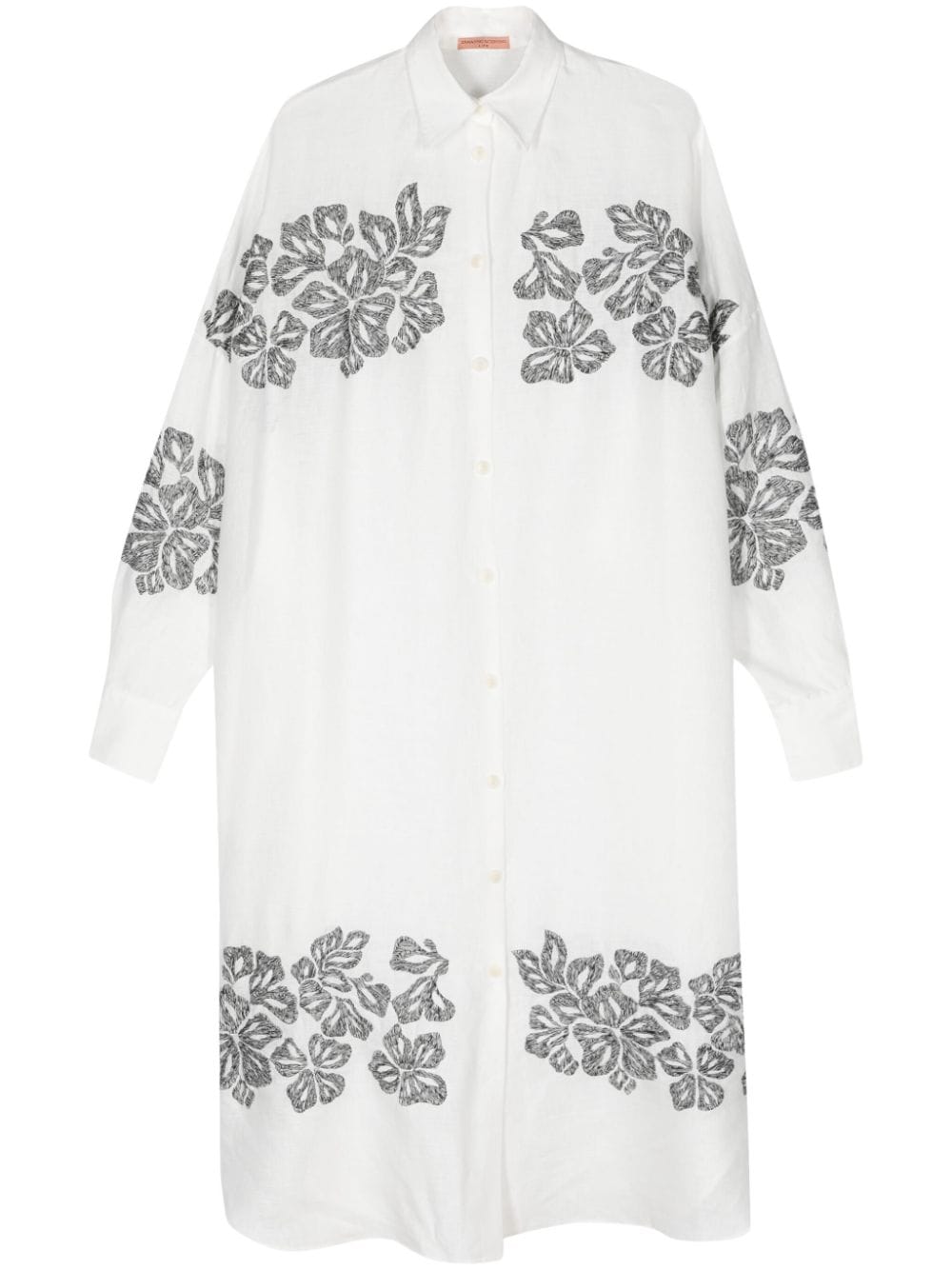Ermanno Scervino floral-embroidered linen shirt dress - White von Ermanno Scervino