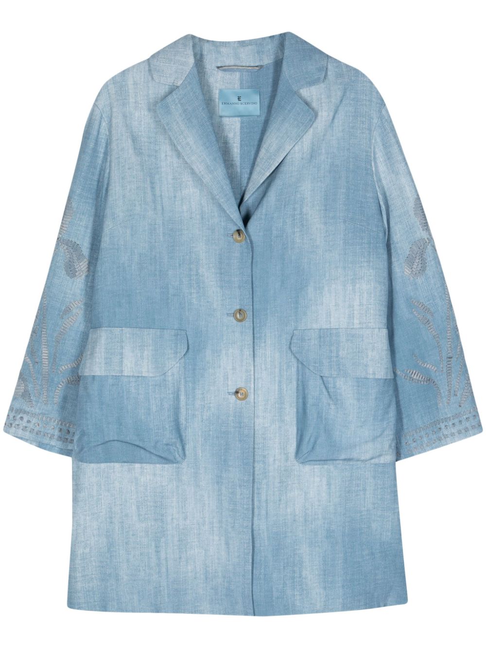 Ermanno Scervino floral-embroidery coat - Blue von Ermanno Scervino