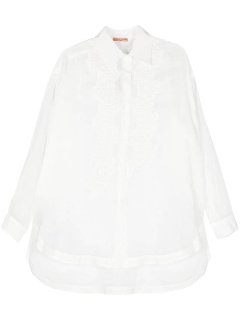 Ermanno Scervino floral-embroidery poplin shirt - White von Ermanno Scervino