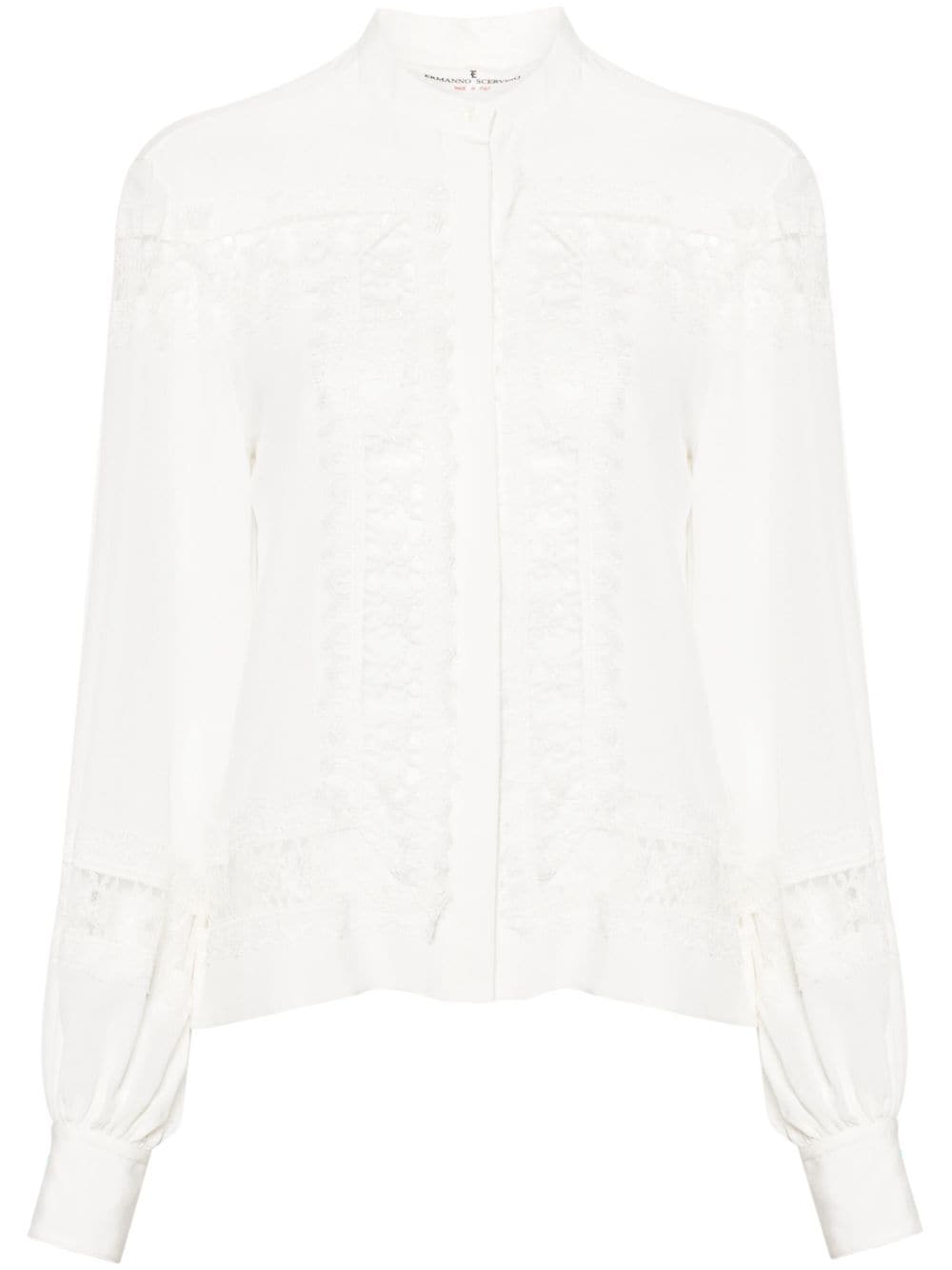 Ermanno Scervino floral-lace silk shirt - White von Ermanno Scervino