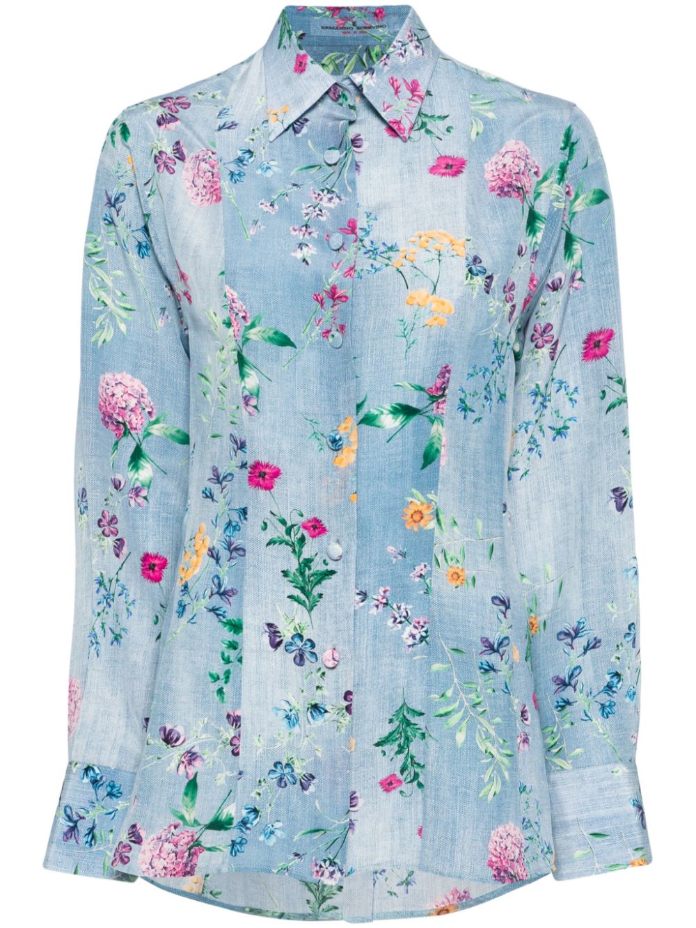 Ermanno Scervino floral-print silk shirt - Blue von Ermanno Scervino