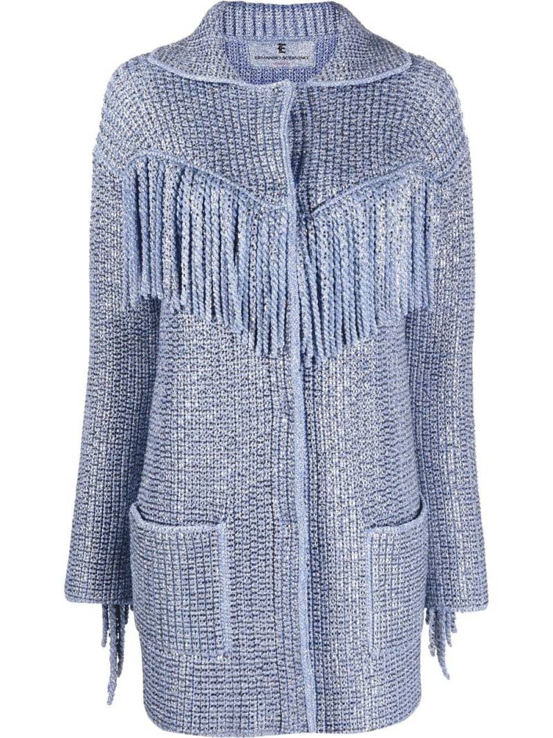 Ermanno Scervino fringe-detail single-breasted coat - Blue von Ermanno Scervino