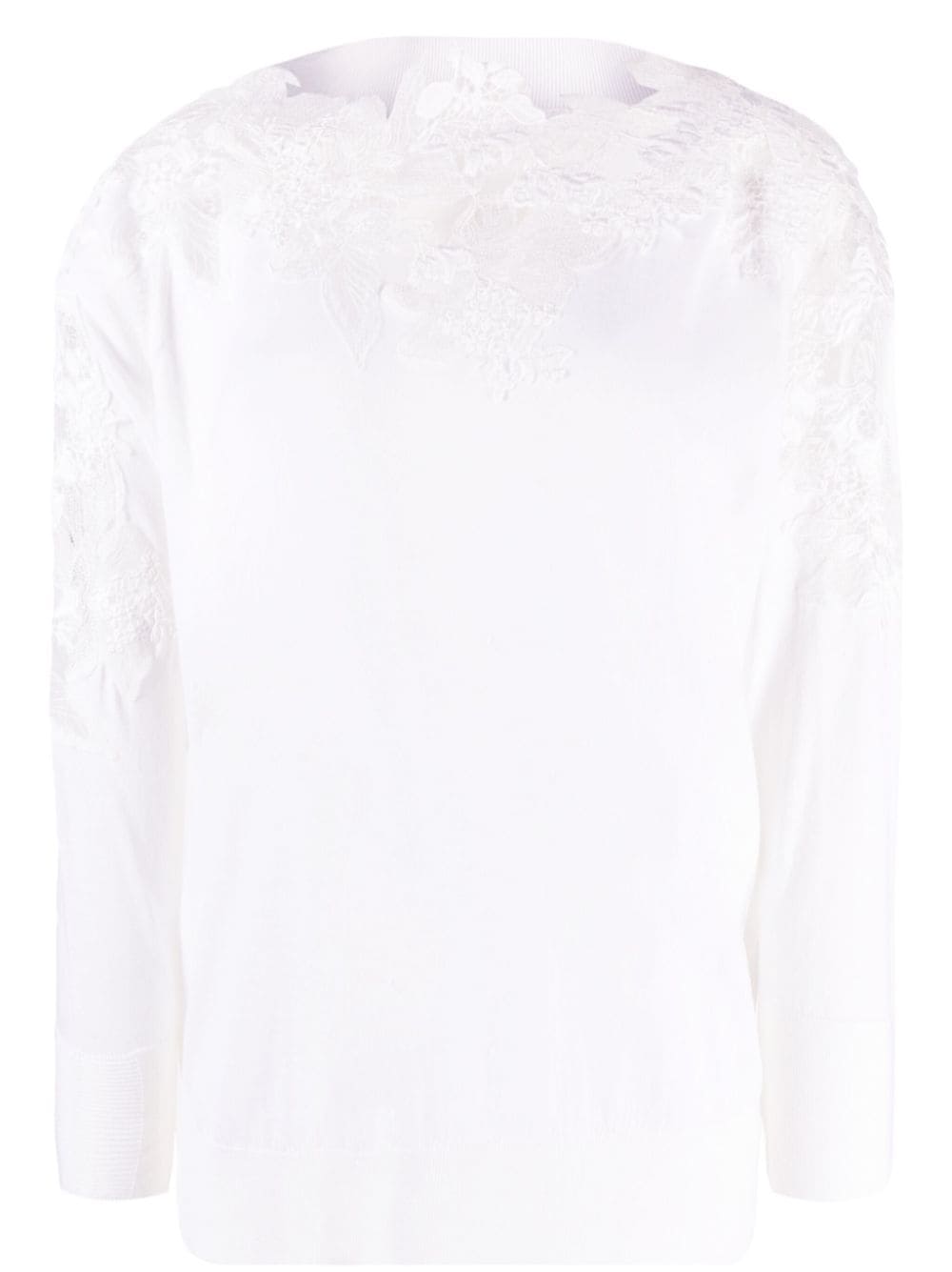 Ermanno Scervino guipure lace virgin wool jumper - White von Ermanno Scervino