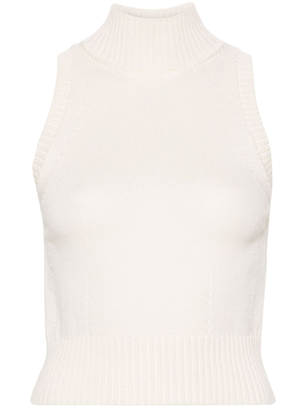 Ermanno Scervino high-neck cotton tank top - White von Ermanno Scervino