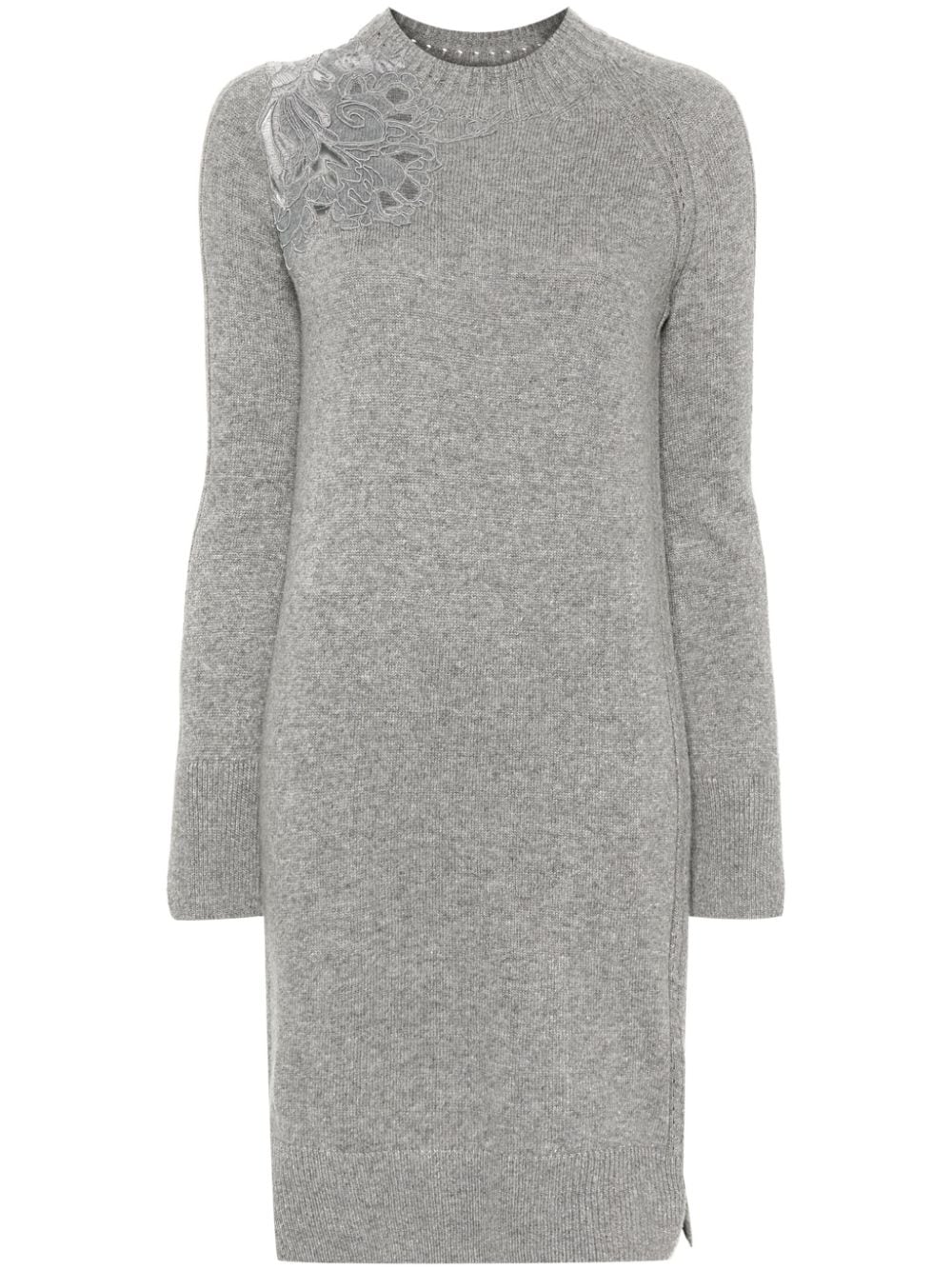 Ermanno Scervino lace-insert knitted midi dress - Grey von Ermanno Scervino