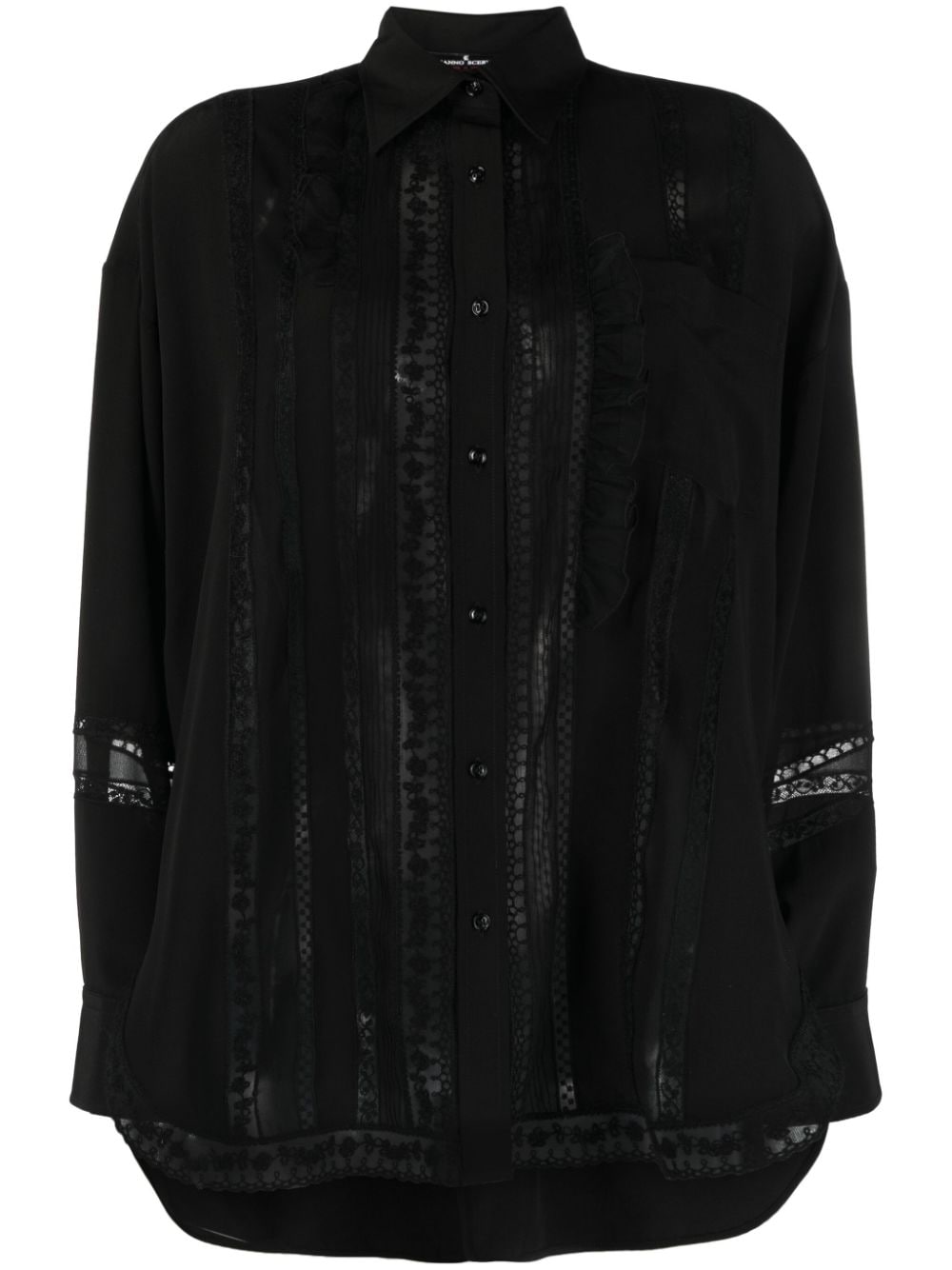 Ermanno Scervino lace-panel button-up blouse - Black von Ermanno Scervino