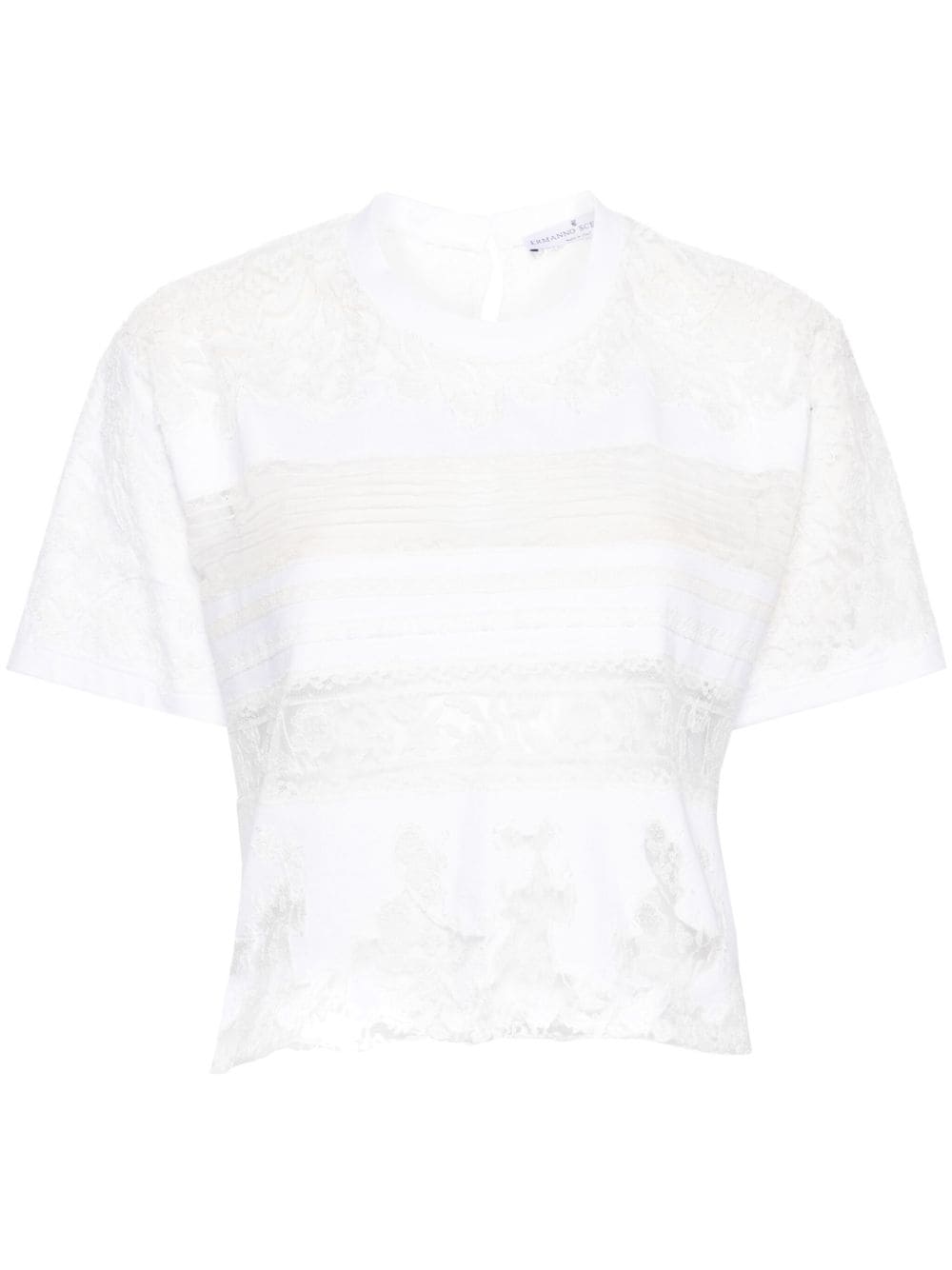 Ermanno Scervino lace-panelling cropped T-shirt - White von Ermanno Scervino