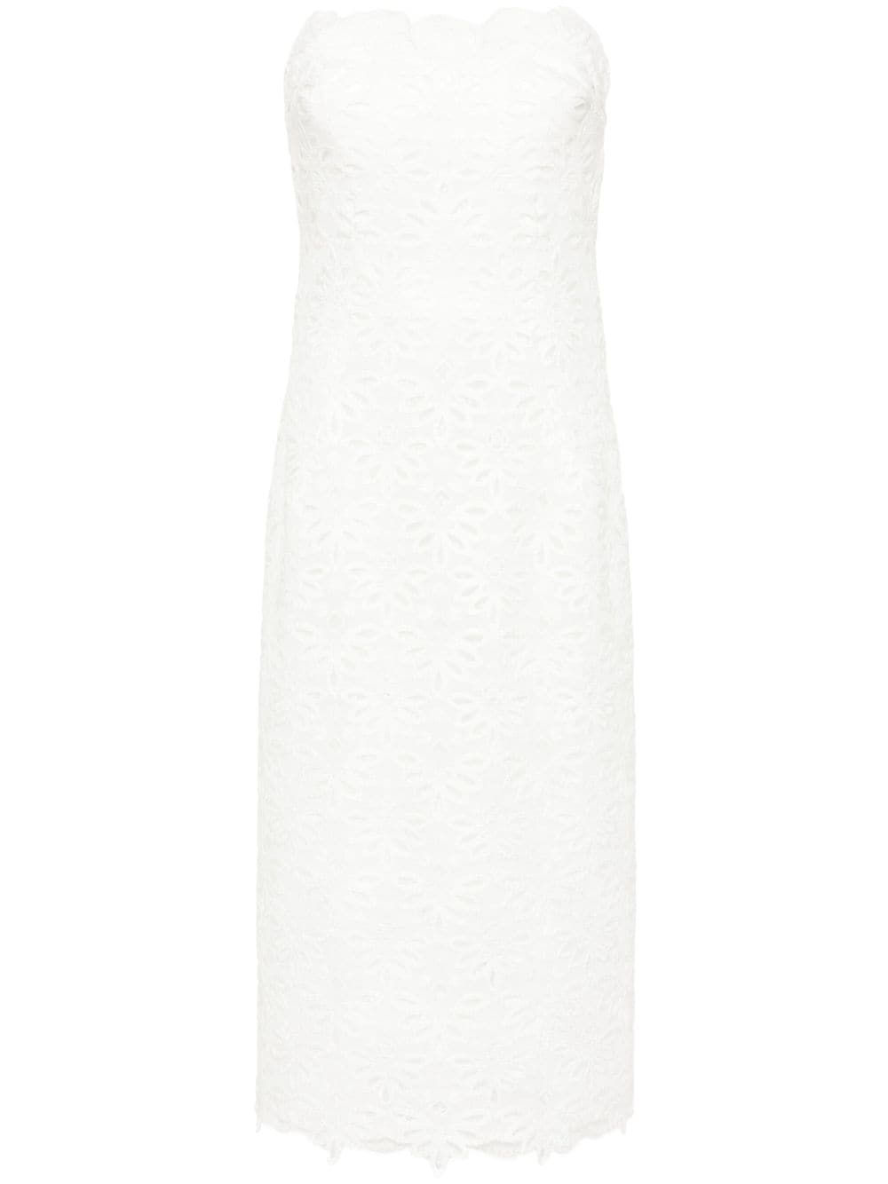 Ermanno Scervino macramé-detail bandeau midi dress - White von Ermanno Scervino