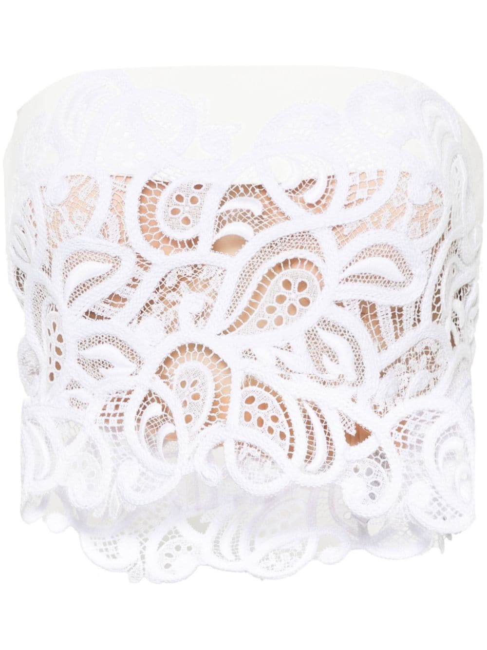 Ermanno Scervino macramé-detail guipure-lace bralette - White von Ermanno Scervino