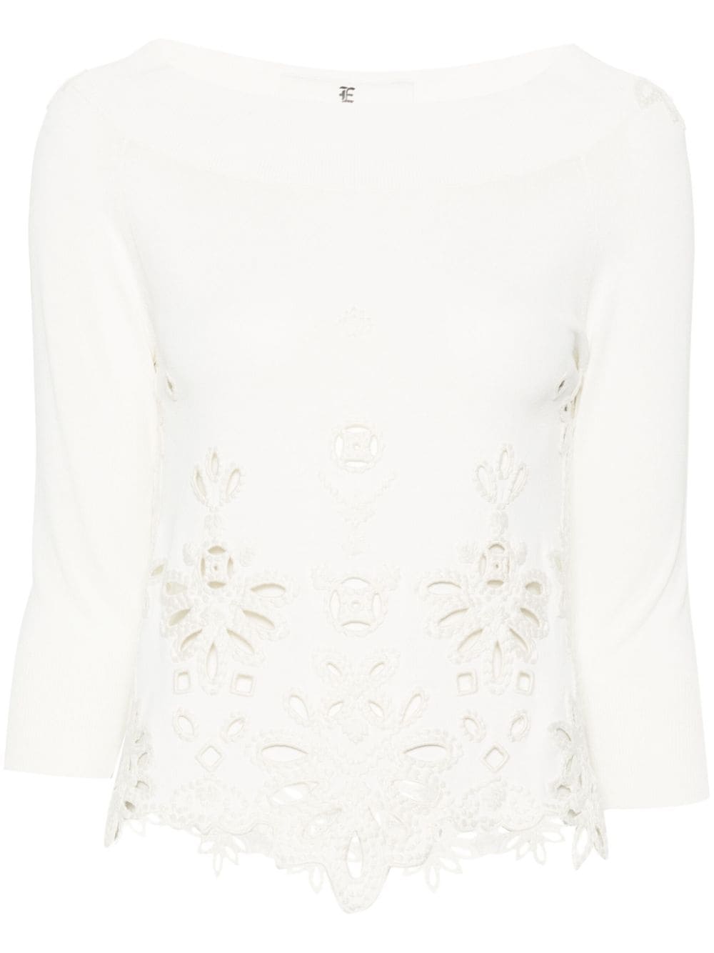 Ermanno Scervino macramé-embellished knitted top - Neutrals von Ermanno Scervino