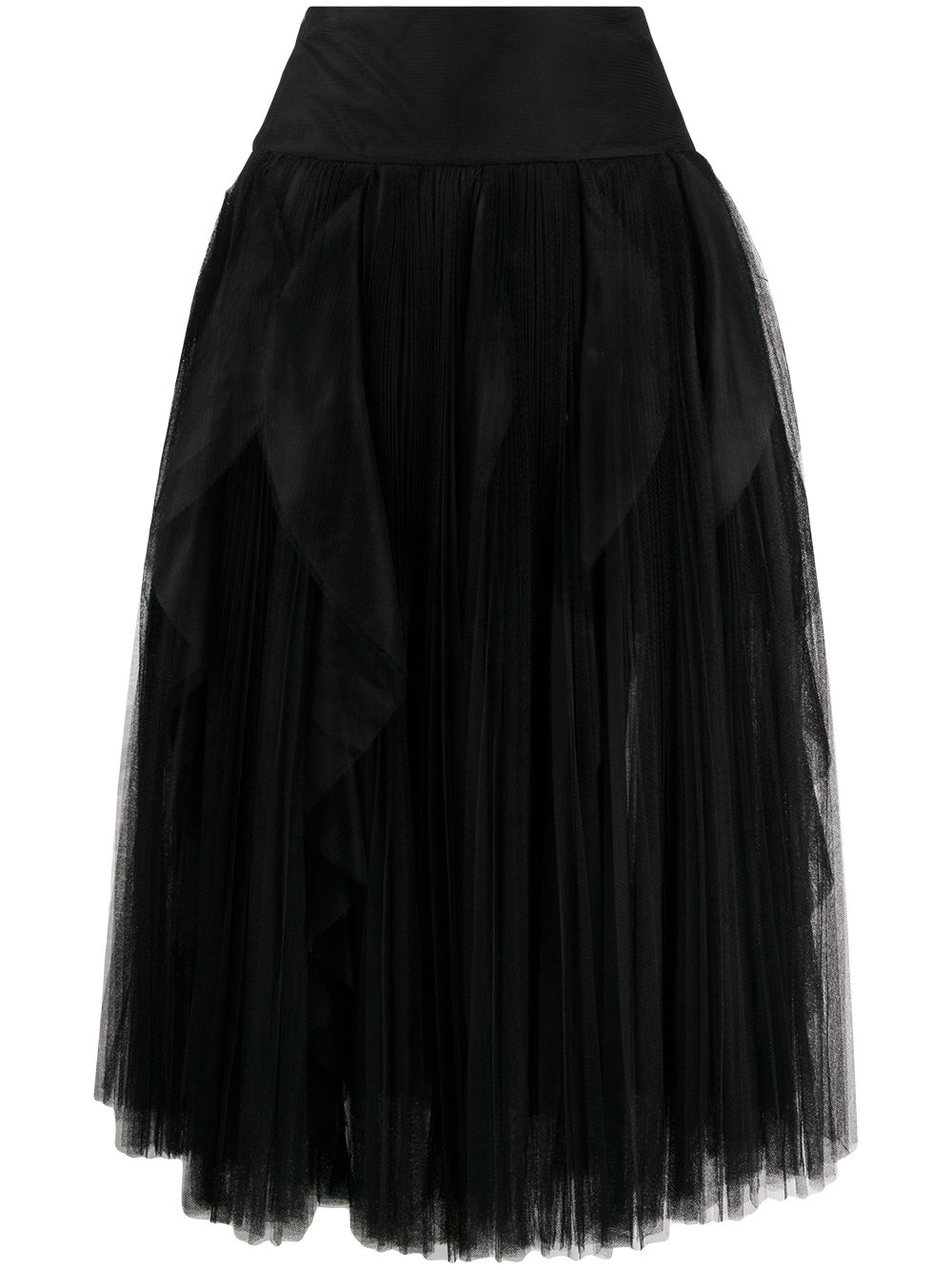 Ermanno Scervino pleated ruffle tulle midi skirt - Black von Ermanno Scervino