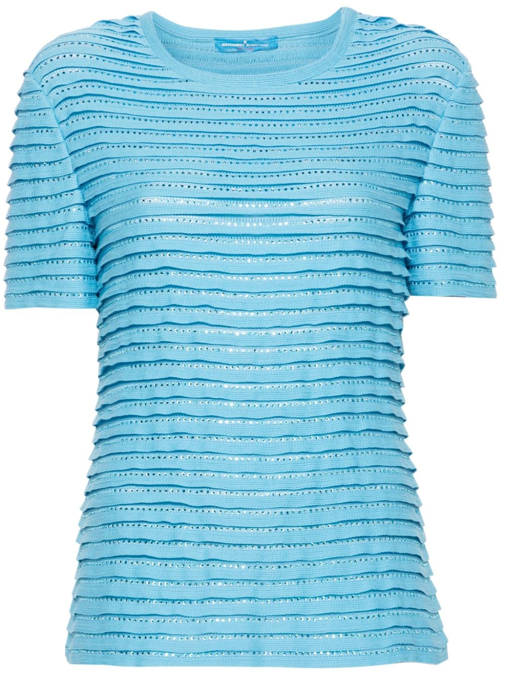 Ermanno Scervino rhinestone-embellished fine-knit T-shirt - Blue von Ermanno Scervino