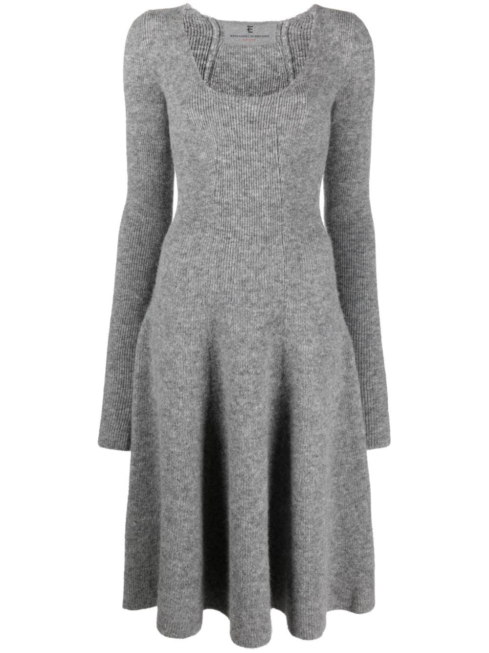 Ermanno Scervino ribbed-knit flared midi dress - Grey von Ermanno Scervino