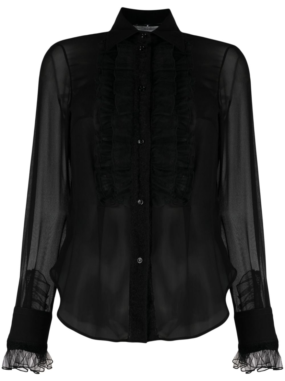 Ermanno Scervino ruffled-detail sheer-sleeve shirt - Black von Ermanno Scervino