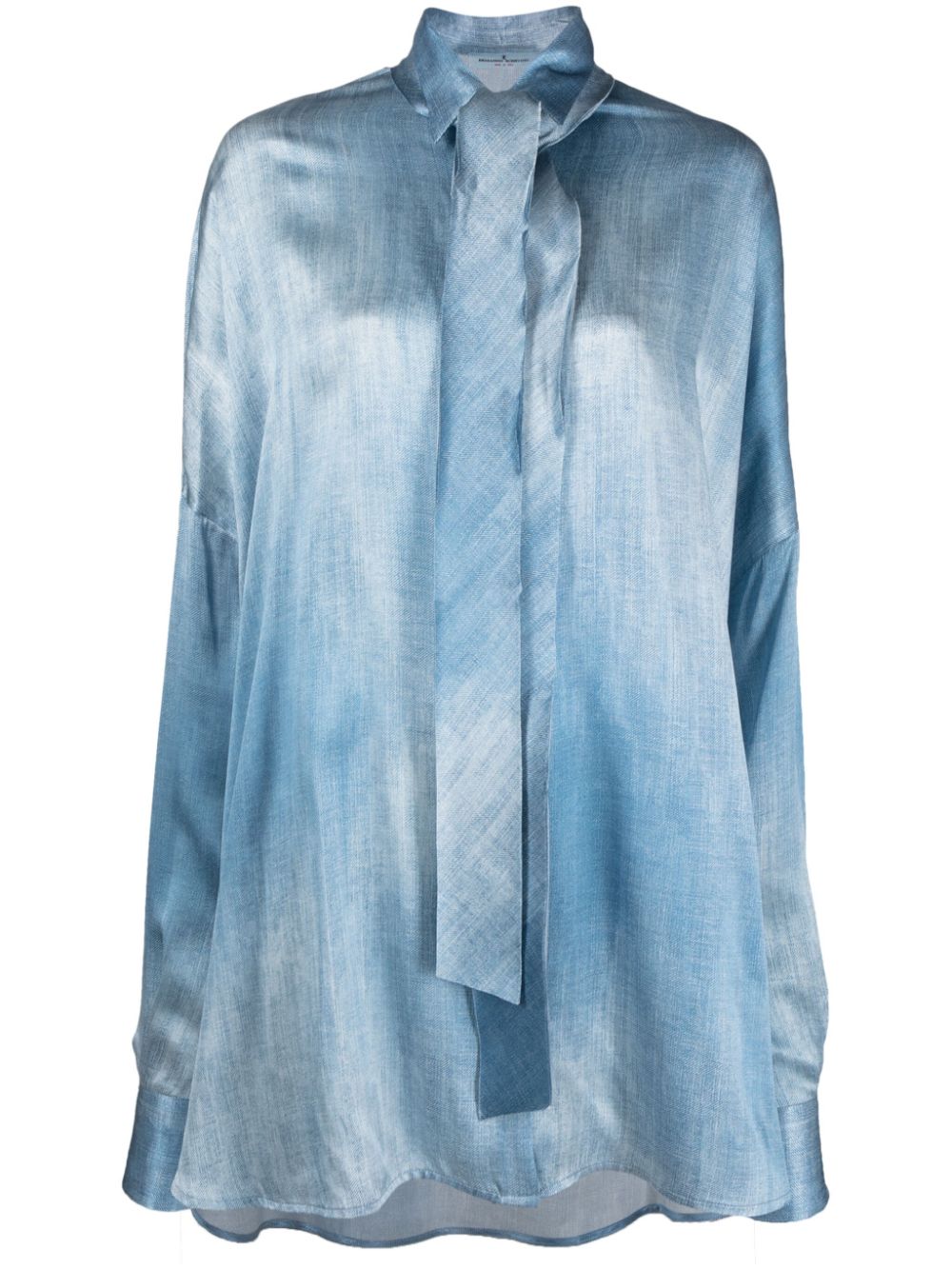 Ermanno Scervino scarf-detail denim-print shirt - Blue von Ermanno Scervino