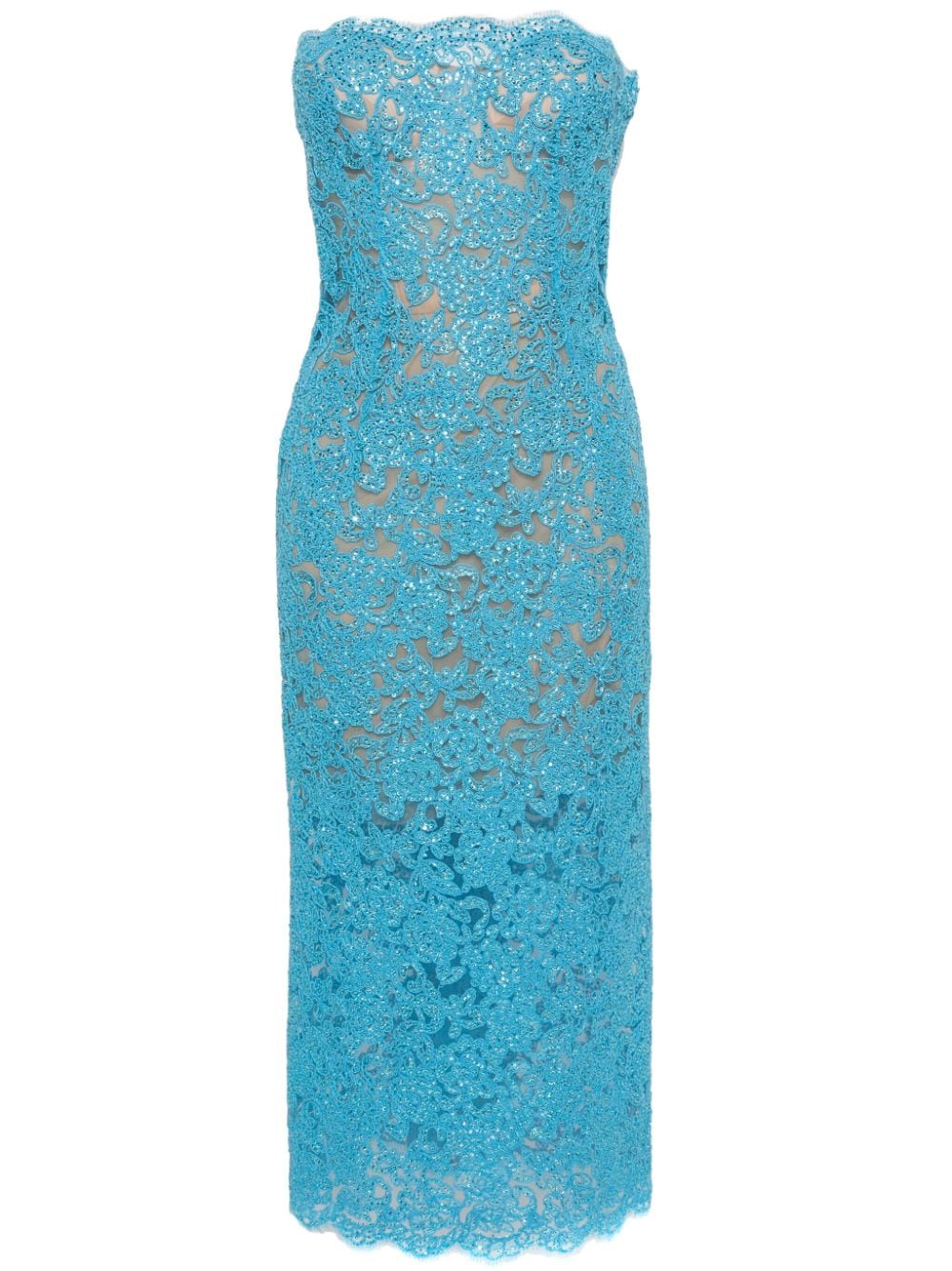 Ermanno Scervino strapless lace midi dress - Blue von Ermanno Scervino