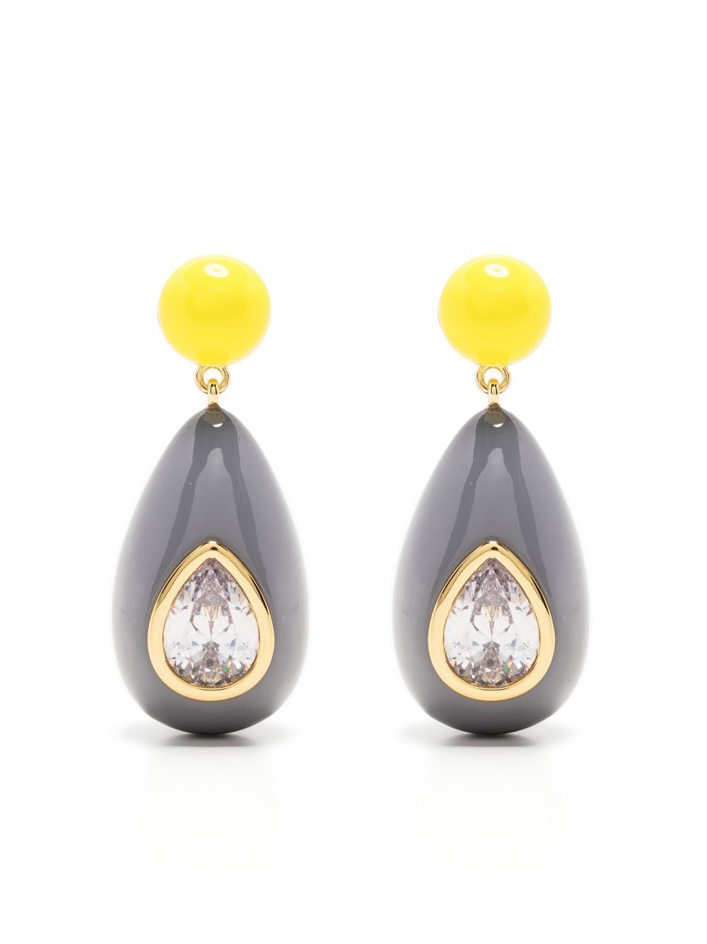 Eshvi crystal enamel drop earrings - Grey von Eshvi