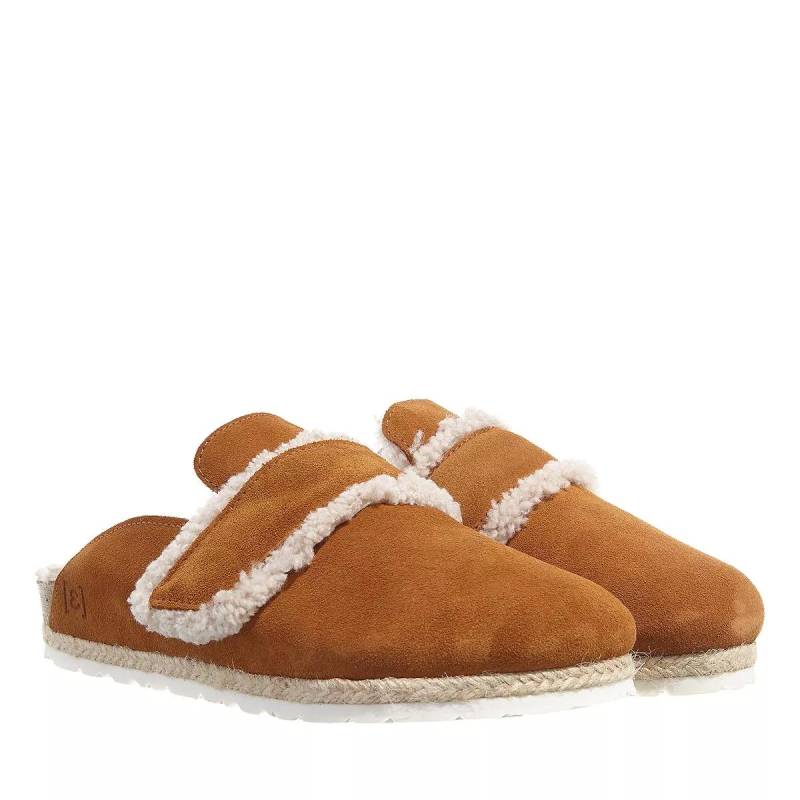 Espadrij l’originale Slipper & Pantoletten - Cloq Velour Teddy Luxe - Gr. 39 (EU) - in Cognacbraun - für Damen von Espadrij l’originale