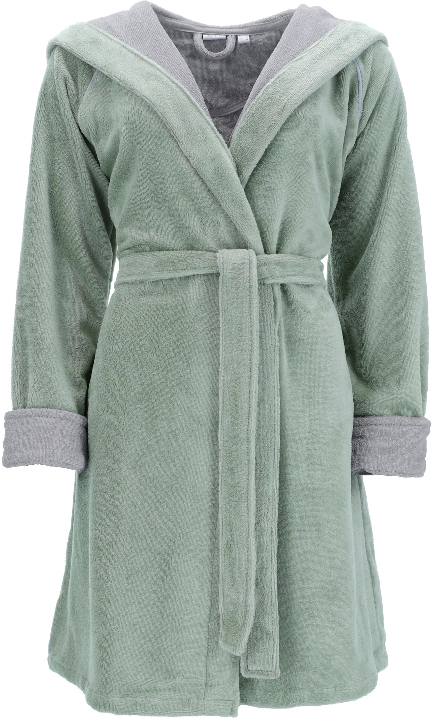 Esprit Damenbademantel »Cosy, ideal für Sauna & Spa, Hotelbademantel, Morgenmantel«, (1 St., mit Gürtel), mit Kapuze & Logostickerei, kurz von Esprit