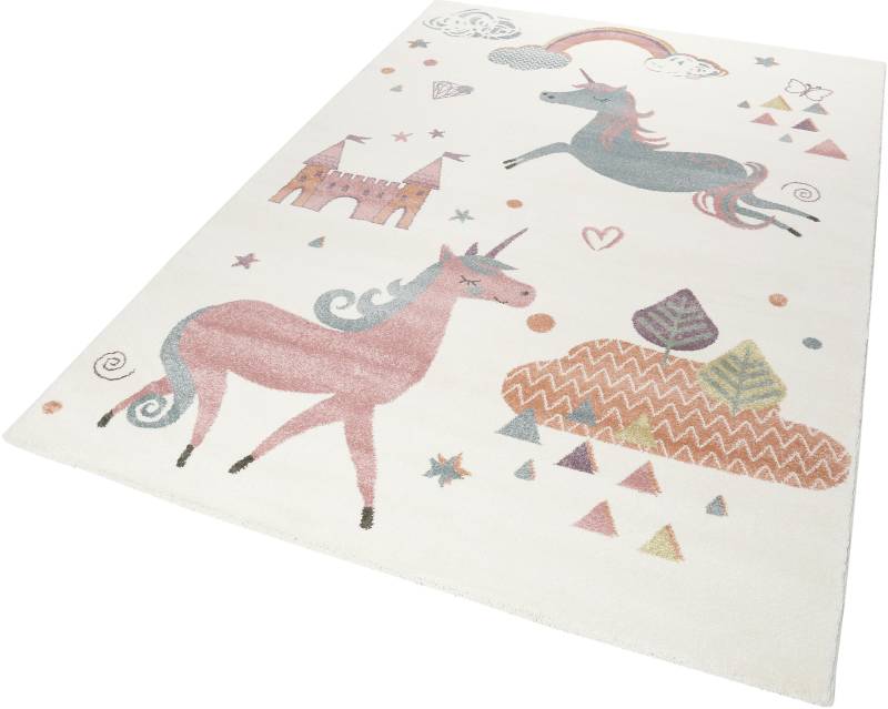 Esprit Kinderteppich »Sunny Unicorn«, rechteckig, 13 mm Höhe, Einhorn, Schloss, Motiv, Kurzflor von Esprit