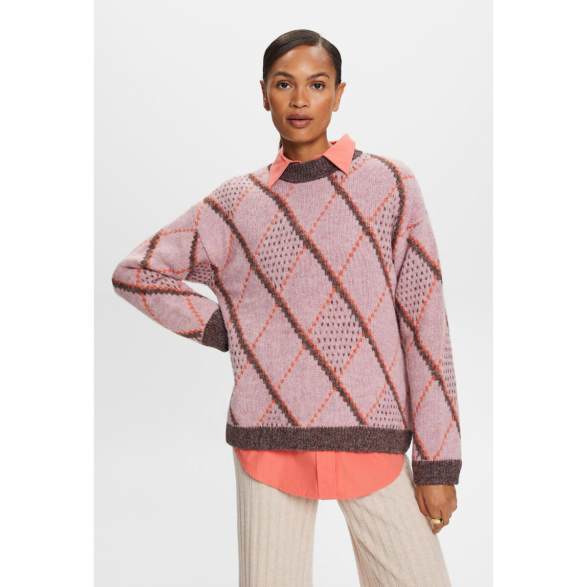 Pullover mit rundem Ausschnitt, Jacquardmuster von Esprit