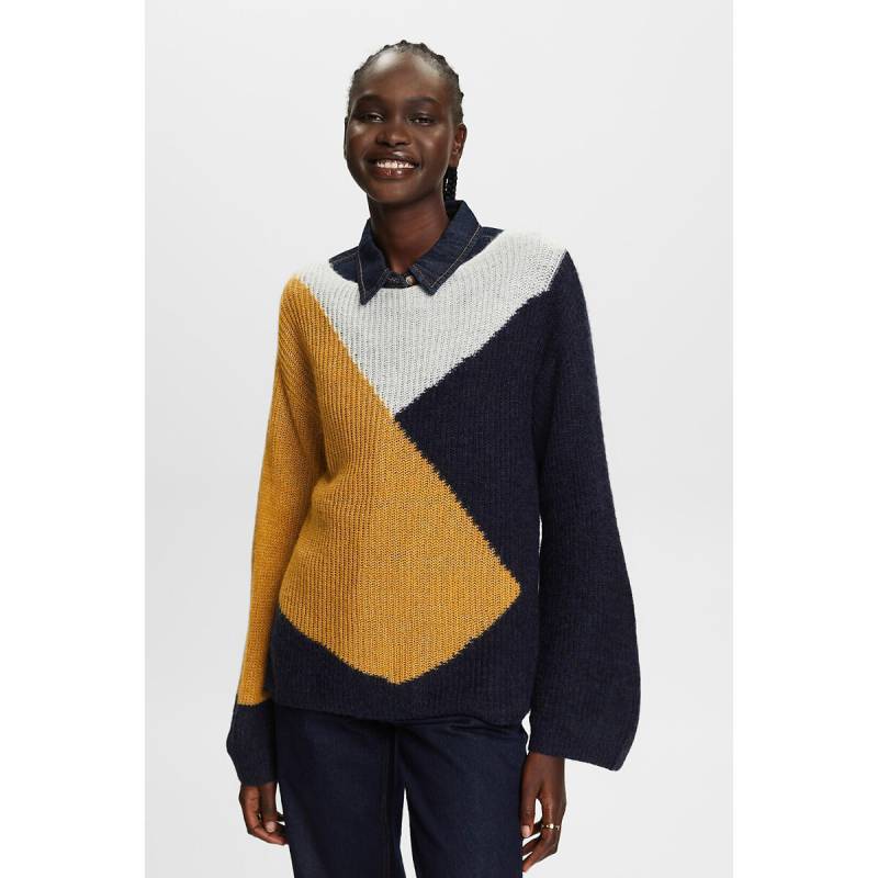Pullover mit rundem Ausschnitt, dreifarbiges Colorblock-Design von Esprit